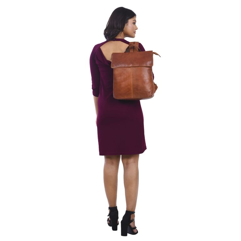 STILORD Charlie Vintage Leather Rugzak Bruin Medium sized Daypack voor Vrouwen Mannen 13,3 inch laptop rugzak gemaakt van echt leer Kleur:mat - donkerbruin