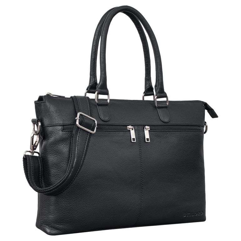 Shopper Tasche Damen Leder schwarz