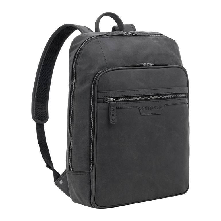 Grauer herren leder rucksack retro 