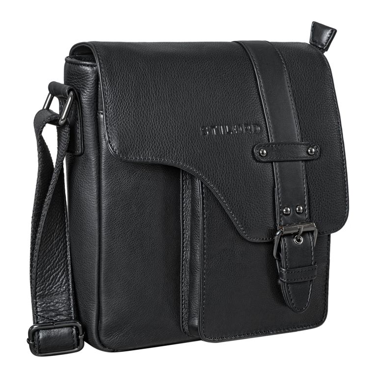 Schultertasche herren Leder VIntage schwarz