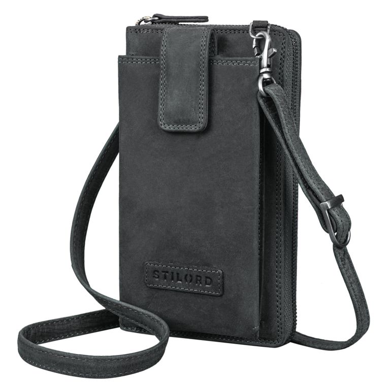 "Nelly" Geldbörse mit Handyfach Leder 3-in-1 Handytasche Umhängetasche Portemonnaie zum Umhängen 