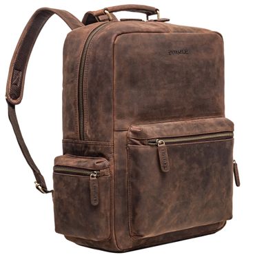 Lederrucksack für die Schule Herren und Damen dunkelbraun