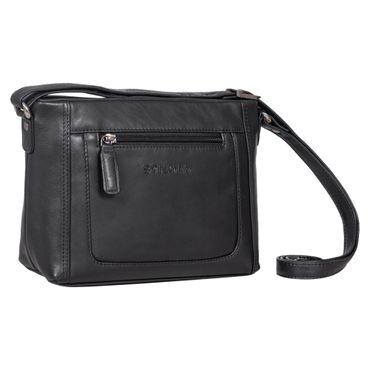Leder Schultertasche Damen Retro schwarz mittel-groß