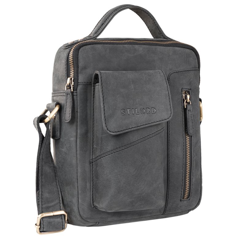 Ledertasche Herren klein anthrazit