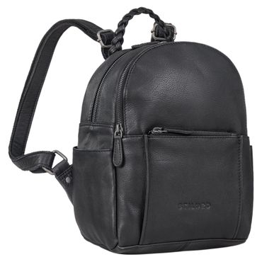 "Luna" Eleganter Leder-Rucksack Damen klein mit geflochtenem Henkel Damen Rucksack geflochtener Henkel