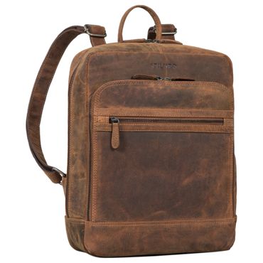 Business Rucksack Herren in braun mit Reißverschlussfächern