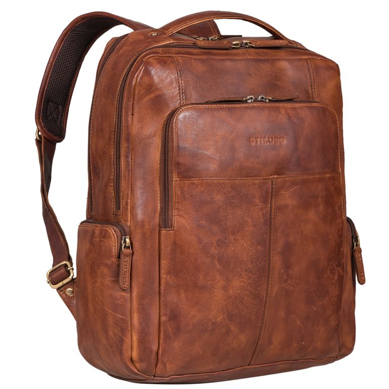 "Sigrid" Zeitloser Leder Rucksack mit Laptopfach 17 Zoll