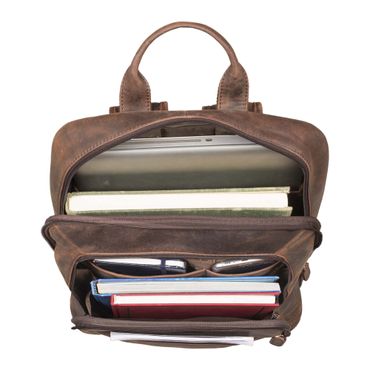 STILORD Ennio Rugzak Leer Laptopcompartiment 13.3 inch Rugzak Dames Vintage Rugzak Heren Leren Studenten Rugzak Laptop Rugzak Kleur:zwart