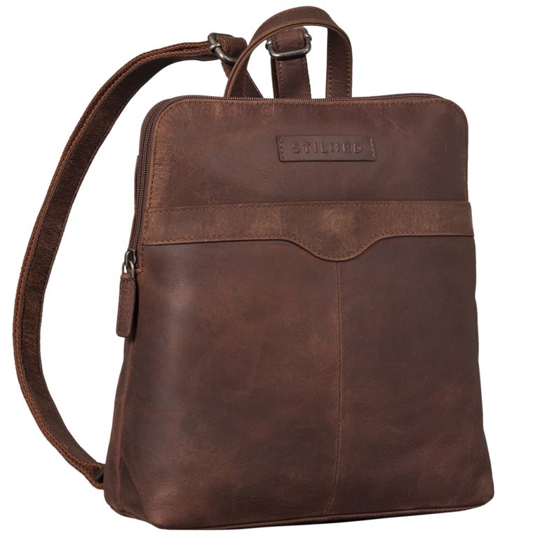 Kleiner Echtleder Rucksack Dunkel-Braun Damen