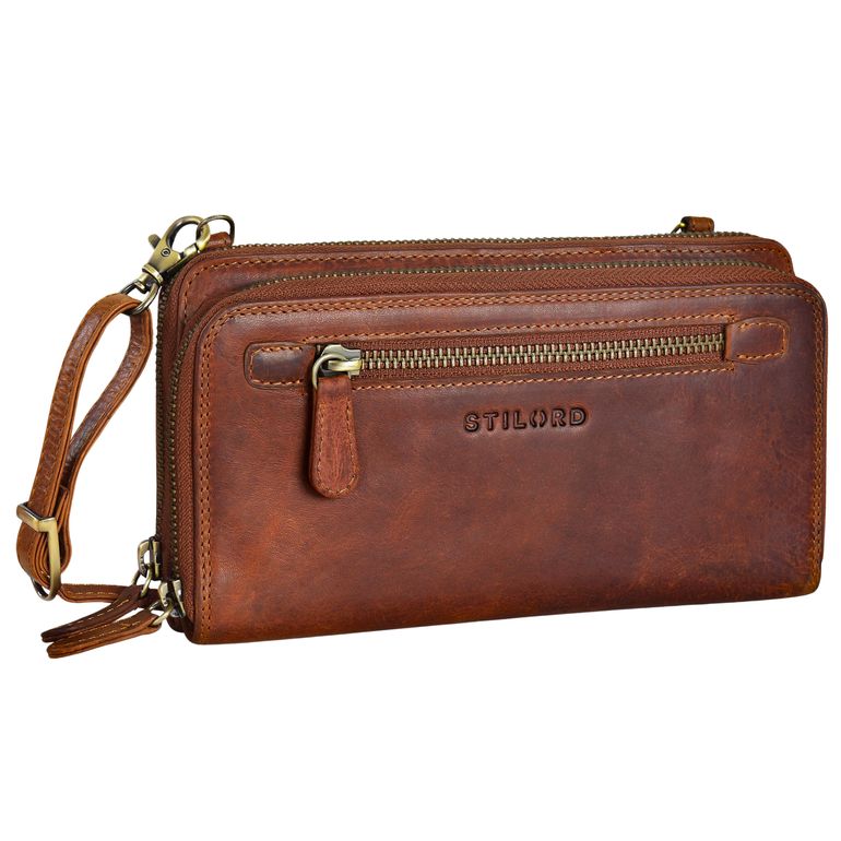 "Fara" Handytasche mit Geldbörse zum Umhängen Damen Leder