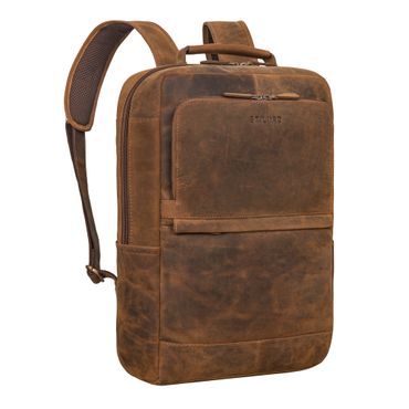 "Barney" Schmaler Laptop Rucksack 15,6 Zoll Leder für Damen und Herren
