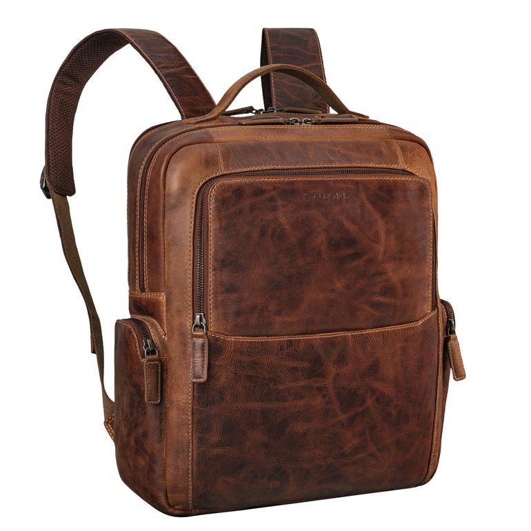 "Gino" Stilvoller Business Leder Rucksack für 15.6 - 17 Zoll Laptop 