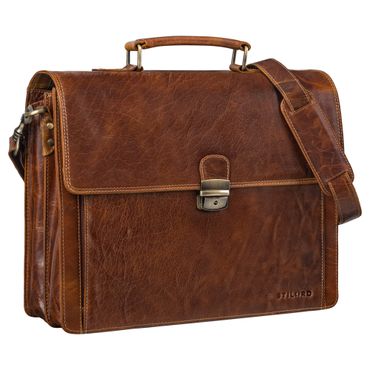 "Stanley" Aktentasche Herren Leder mit Schloss für Laptop bis 17 Zoll Laptoptasche Herren Leder braun