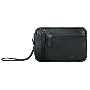 schwarze Handgelenktasche Herren Leder