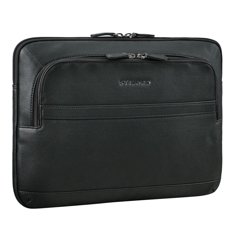 Herren Laptoptasche Leder 14 Zoll schwarz