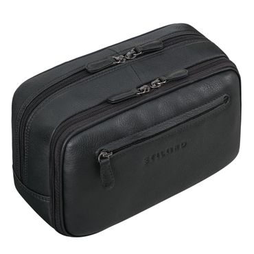 Kulturtasche Leder Herren schwarz