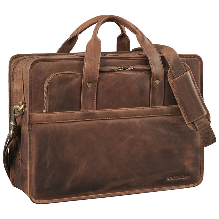 "Paolo" Geräumige Aktentasche Herren Leder Arbeitstasche 15,6 Zoll Laptop