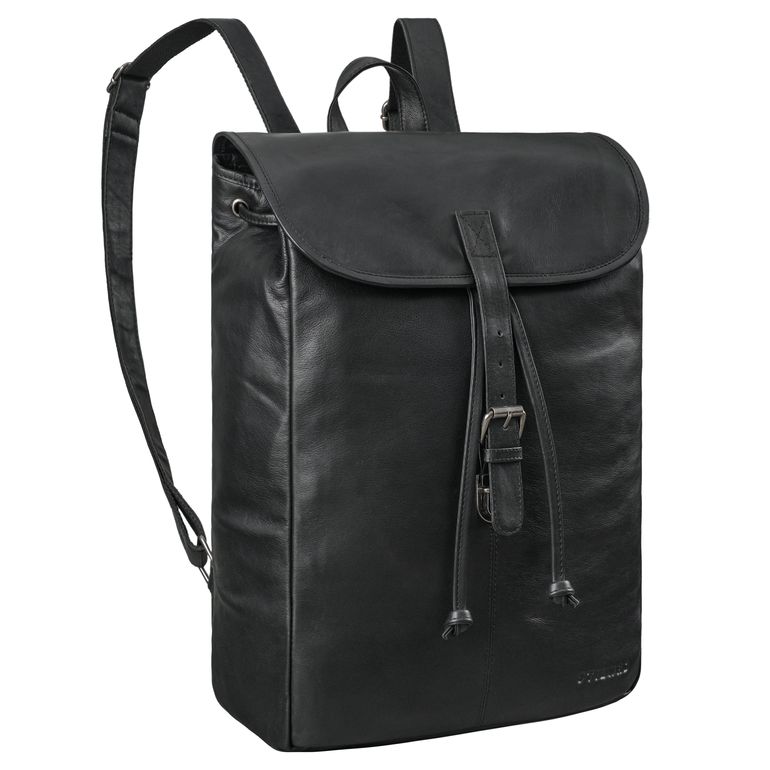 Leder Rucksack Damen schwarz