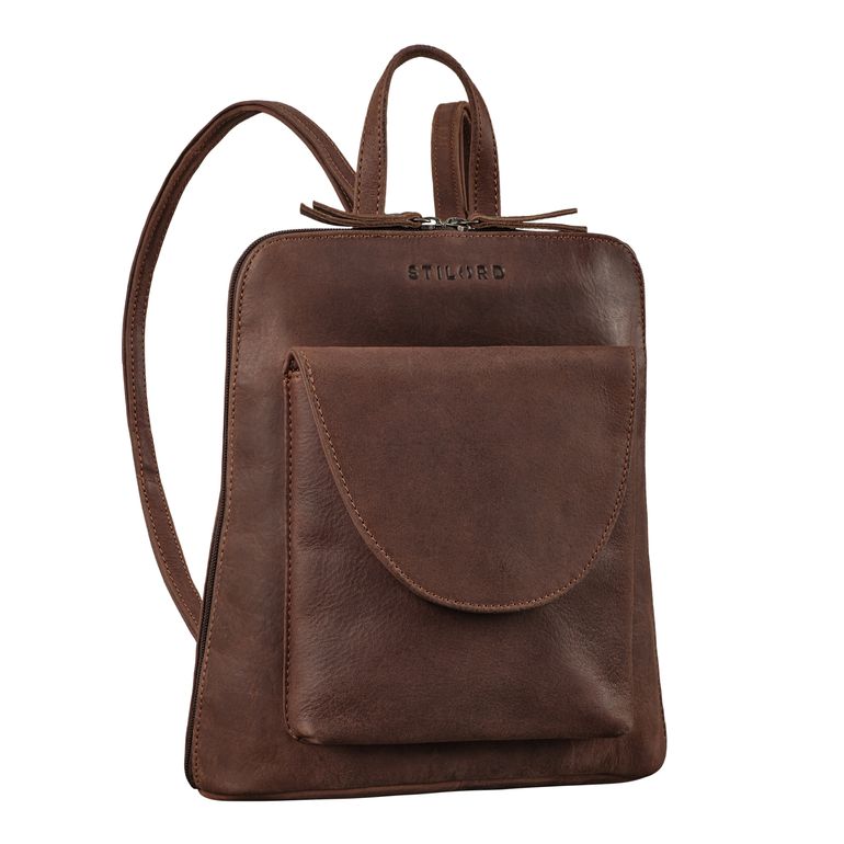 Cityrucksack Damen braun aus der schrägen Frontalperspektive Cityrucksack Damen braun aus der schrägen Frontalperspektive