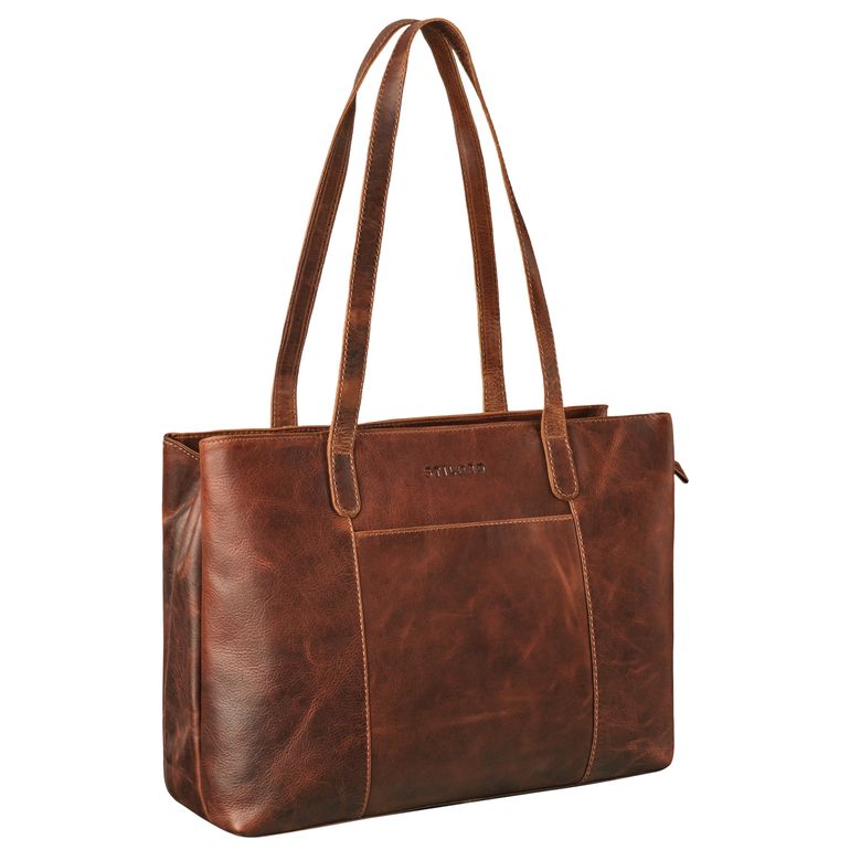 Tote Bag Damen Leder cognac