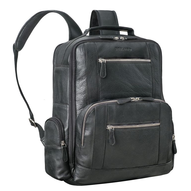 Leder Rucksack Herren schwarz