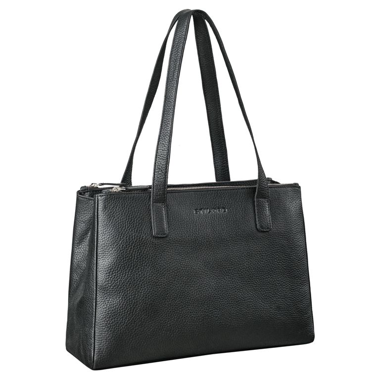 Damen Handtasche Schultertasche aus Leder schwarz