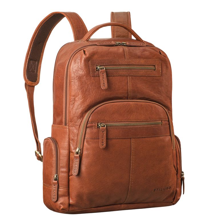 "Riccardo" Robuster Leder Laptoprucksack 18 Zoll für Herren & Damen