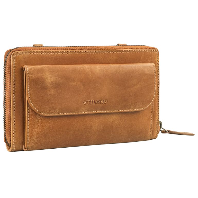 "Monica" 4 in 1 Leder Geldbörse mit Handyfach Schultertasche Damen