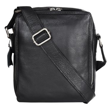 Herren Umhängetasche schwarz Leder klein