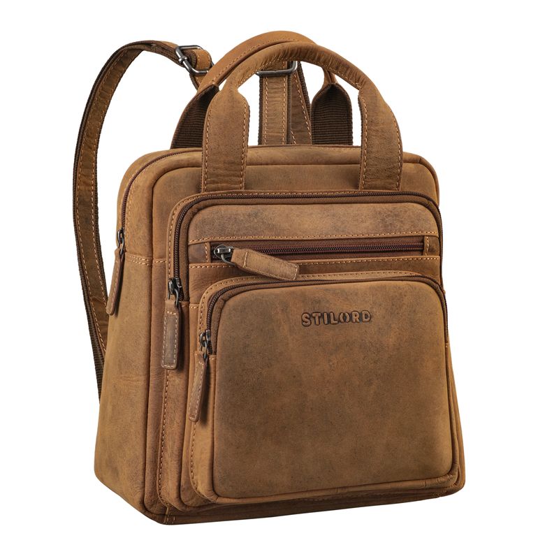 "Maple" Rucksack Tasche Damen Echtes Leder mit Henkel klein