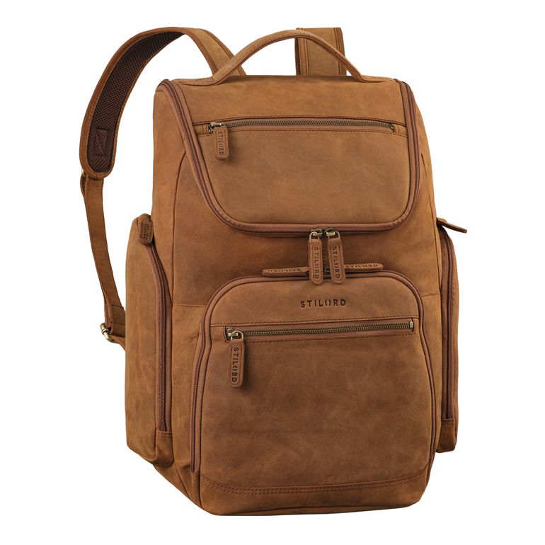 "Reggie" XL Leder Rucksack Herren 15 - 17 Zoll Laptop Fach für Business Arbeit Uni und Freizeit - groß