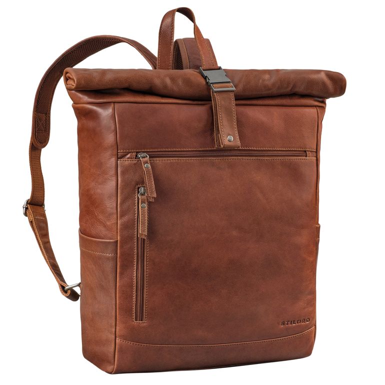 "Lutz" XL Rolltop Rucksack Herren Leder mit Laptop-Fach 16 - 17.3 Zoll