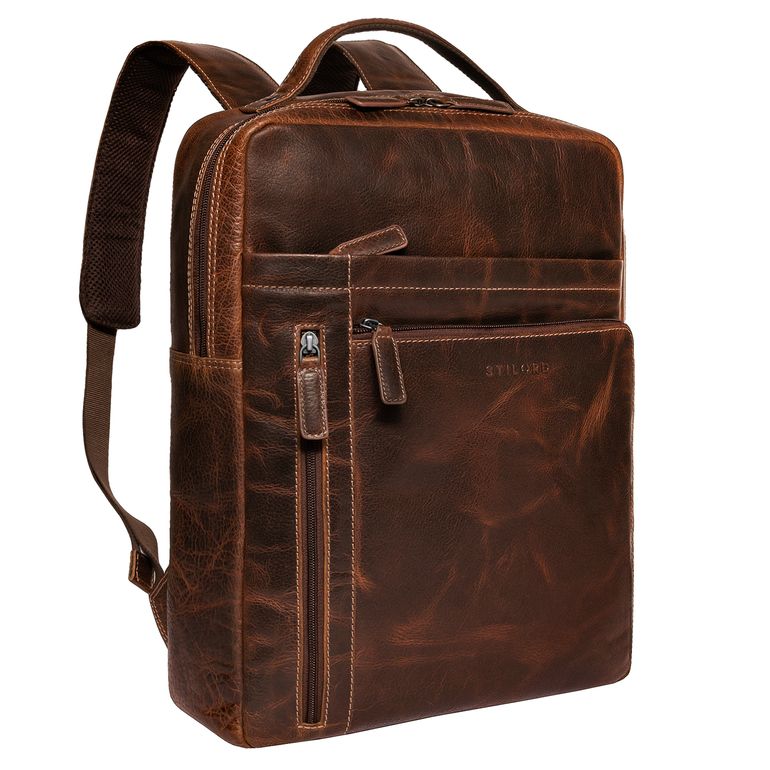 15,6 Zoll Laptoprucksack Dunkelbraun Leder