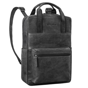 Großer Business Leder-Rucksack Herren Damen 16 Zoll Anthrazit