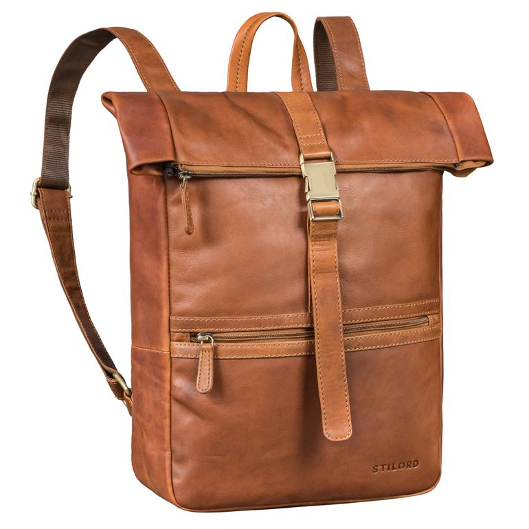 "Cairo" Vintage Kurierrucksack Rolltop Leder groß Herren