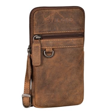 Sidebag hüfttasche aus echtem leder für Herren Cognac