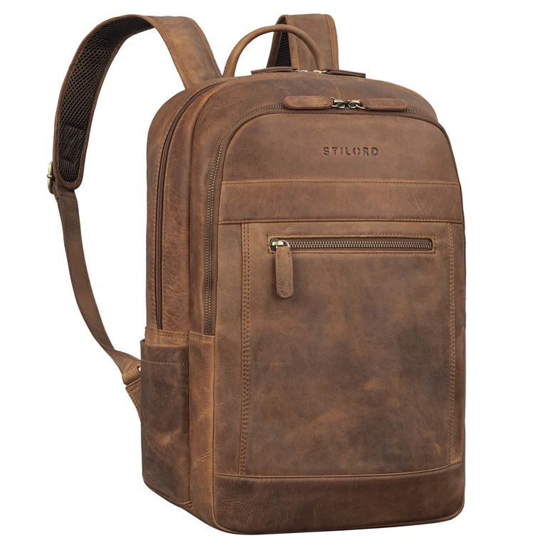 "Jamal" Leder Laptop Rucksack 16 Zoll Groß für Damen und Herren