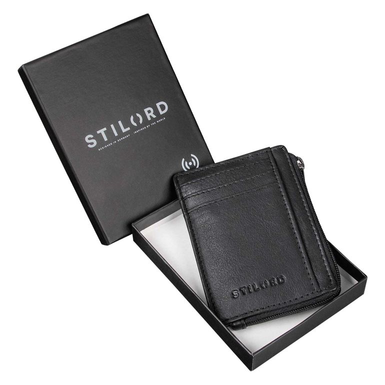 STILORD 'Sandro' Geldbörse Aus Echtleder Mit AirTag-Halter & RFID-Schutz – Schlankes Portemonnaie Mit Münzfach