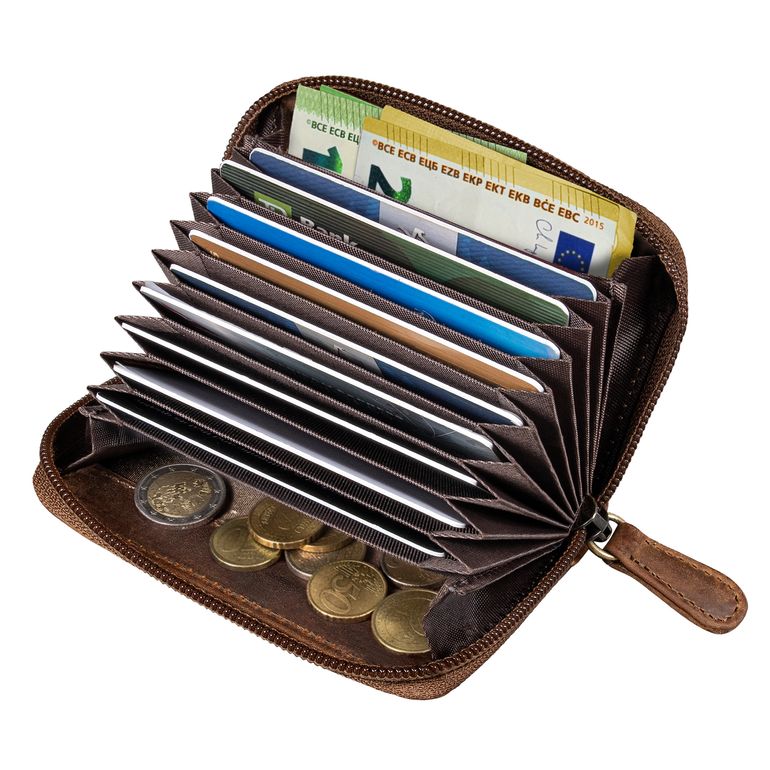 "Luxor" Gefächertes Kreditkartenetui Leder Herren für 9 Karten mit RFID Schutz