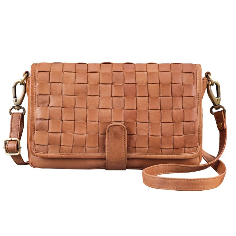 Mittelgroße Geflochtene Ledertasche Braun für Damen