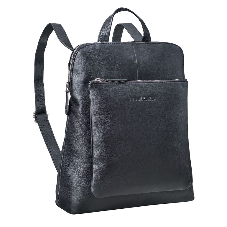 Leder Handtasche mit Rucksackfunktion schwarz