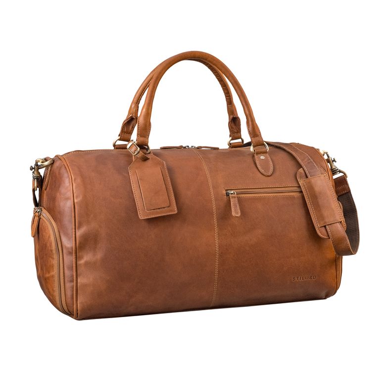 Große Reisetasche echtleder Damen und Herren Cognac 