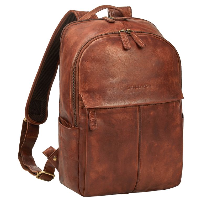leder rucksack mit rückenblüftung braun