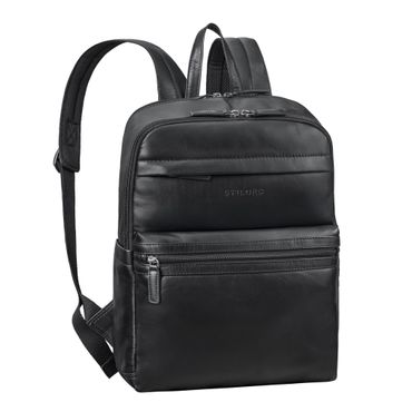 Schwarzer Echtleder Rucksack Damen mit Laptopfach 15.6 Zoll 