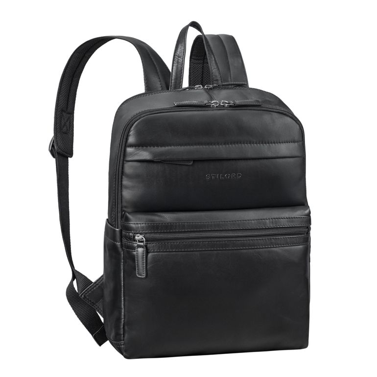 Schwarzer Echtleder Rucksack Damen mit Laptopfach 15.6 Zoll 