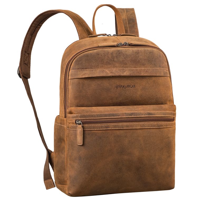 Brauner Echtleder Rucksack Damen mit Laptopfach 15.6 Zoll 