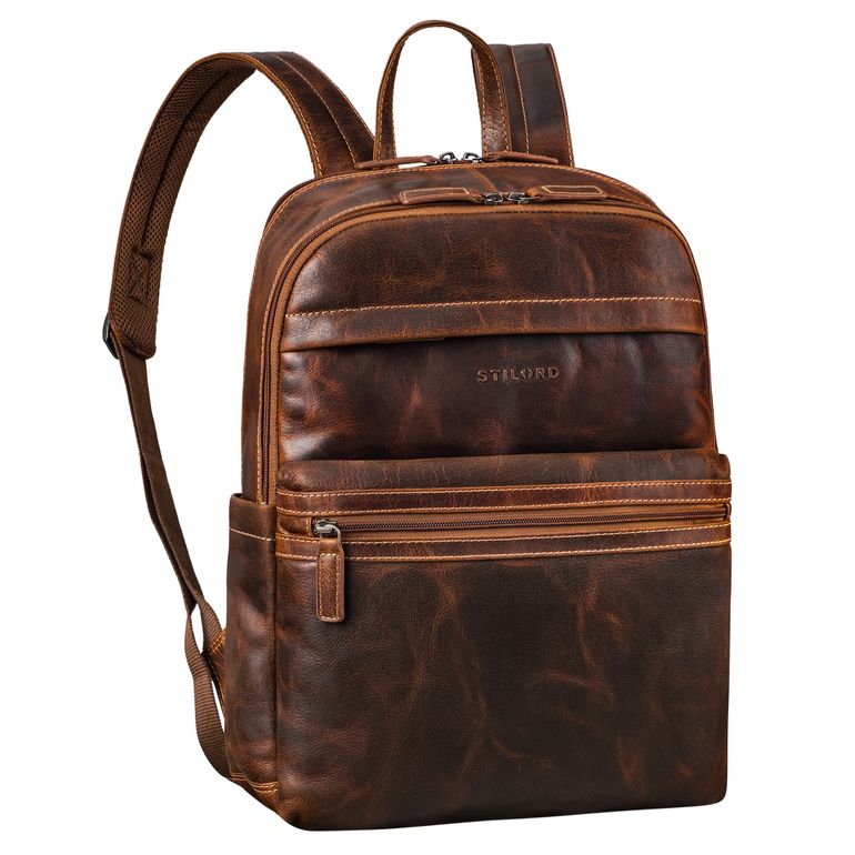 Dunkelbrauner Echtleder Rucksack Damen mit Laptopfach 15.6 Zoll