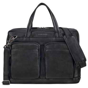 Große Laptop-Tasche Leder 16 Zoll Aktentasche Echt Leder Herren und Damen Schwarz 