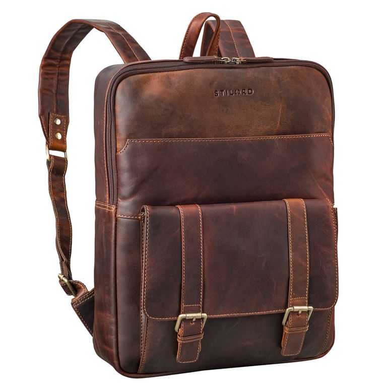 Laptop 15 6 Zoll Rucksack Leder Dunkelbraun