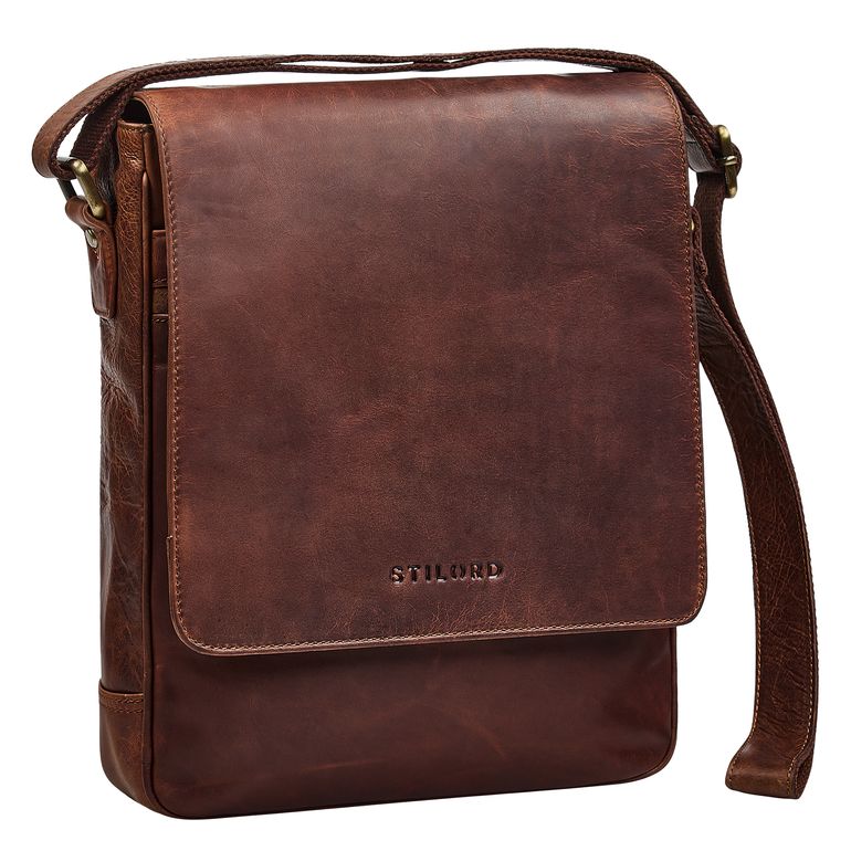 "Ottavio" Umhängetasche Herren Leder Hochformat für 13,3 Zoll Laptop